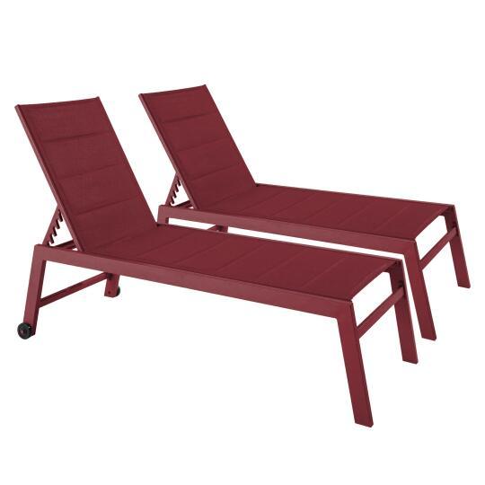 Lote de 2 tumbonas con ruedas, reclinables 5 posiciones | Oviala