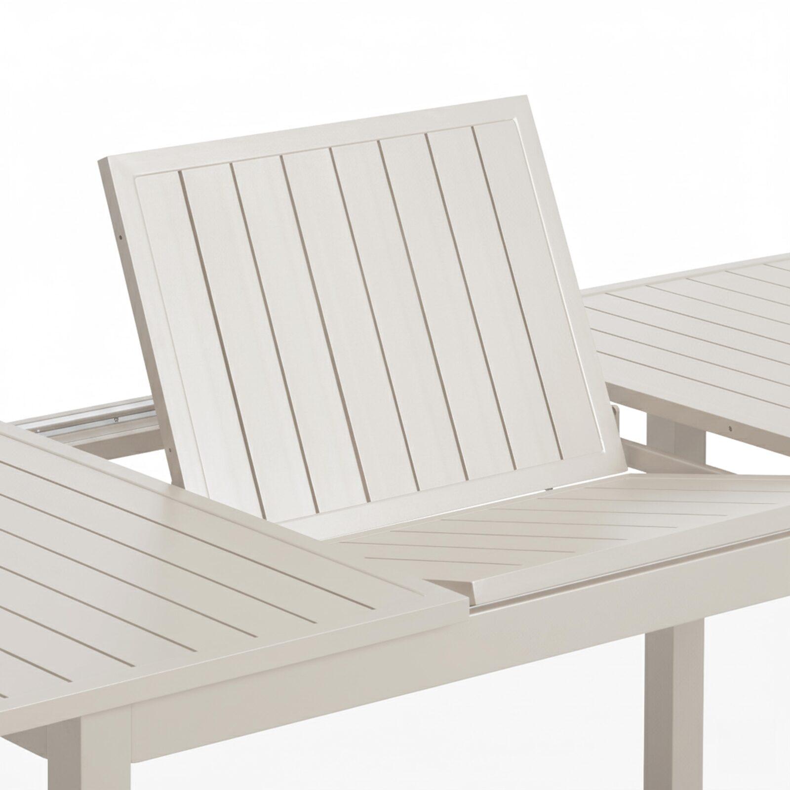 Mesa de jardín extensible de aluminio 174/238x100 cm y 8 sillas con reposabrazos de textilene