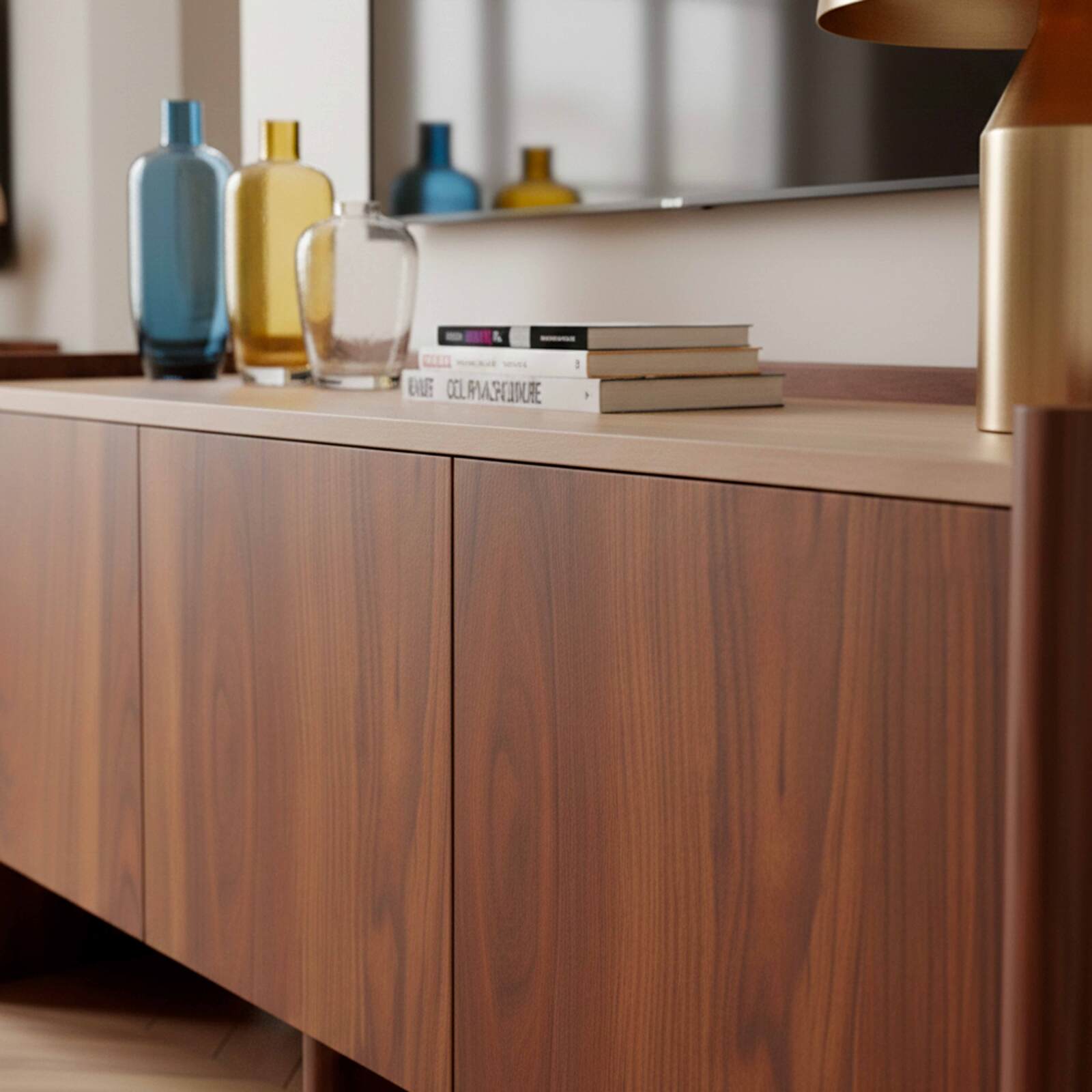 Mueble TV de efecto madera 120 cm con estante