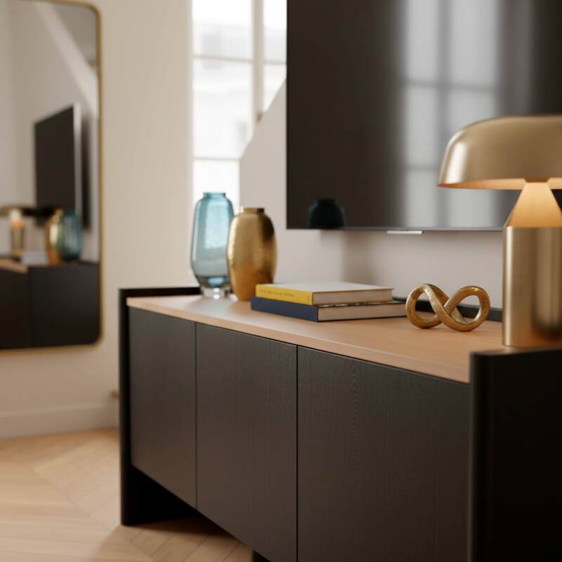 Mueble TV de efecto madera 120 cm con estante (2/8)