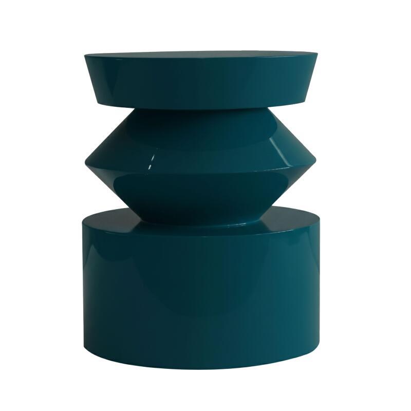 Mesa de centro efecto lacado redonda, Ø40 cm estilo retro (3/4)