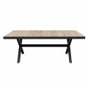 Mesa de jardín de aluminio y cerámica efecto madera 8 personas 201x100 cm