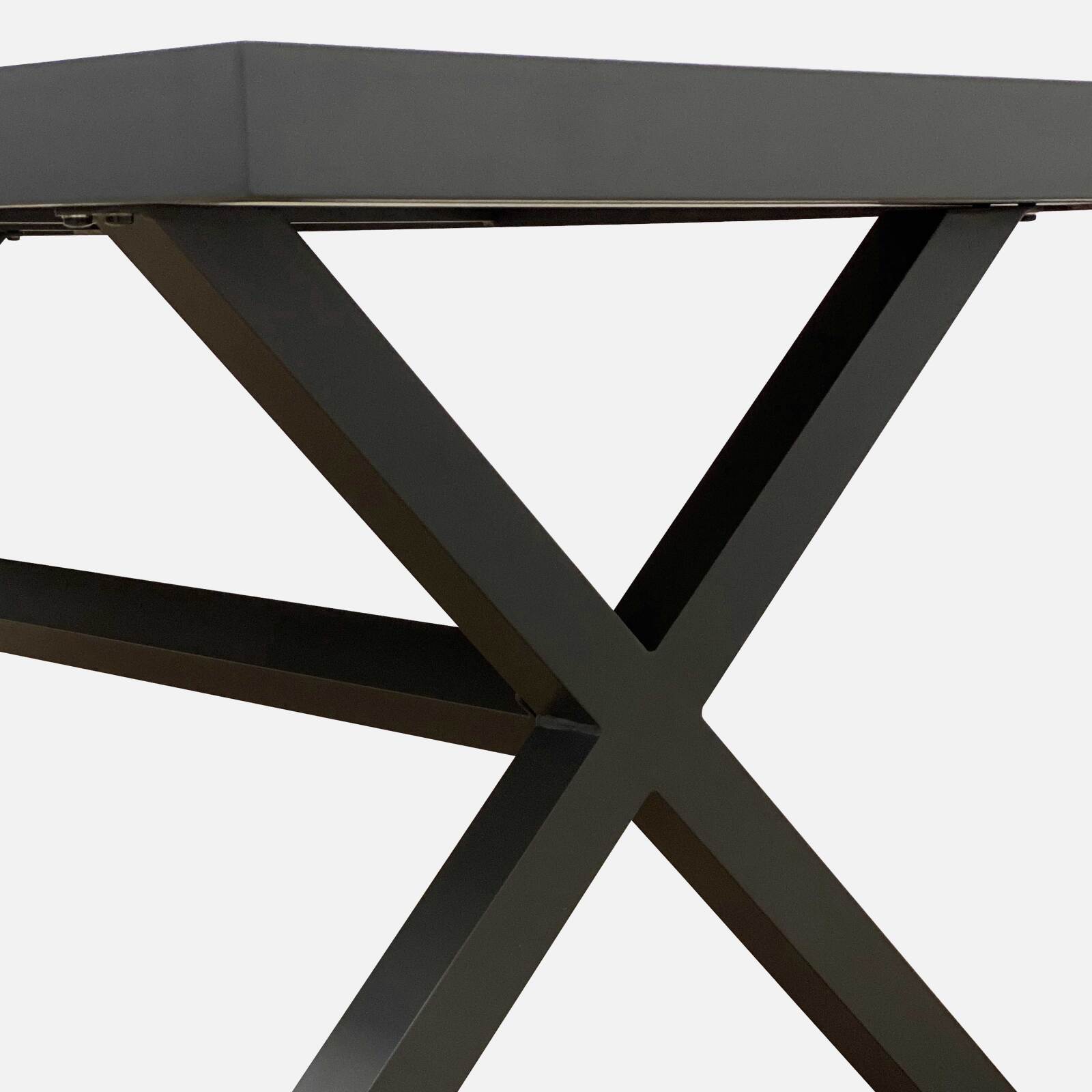 Mesa de jardín de aluminio y cerámica efecto madera 8 personas 201x100 cm