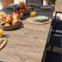 Mesa de jardín de aluminio y cerámica efecto madera 8 personas 201x100 cm