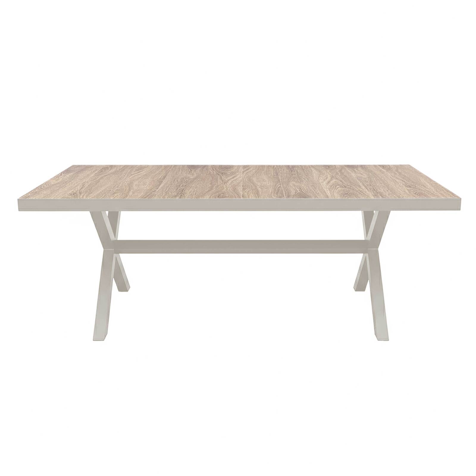 Mesa de jardín de aluminio y cerámica efecto madera 8 personas 201x100 cm