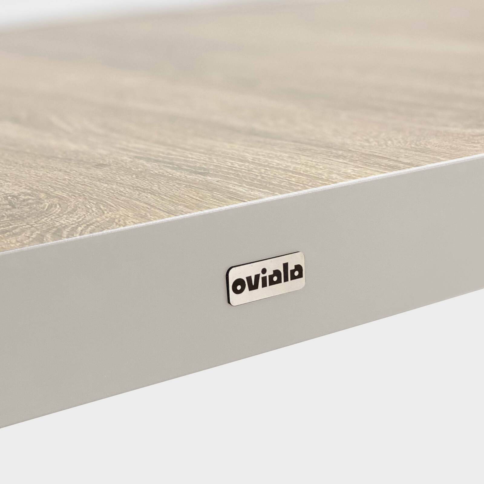 Mesa de jardín de aluminio y cerámica efecto madera 8 personas 201x100 cm