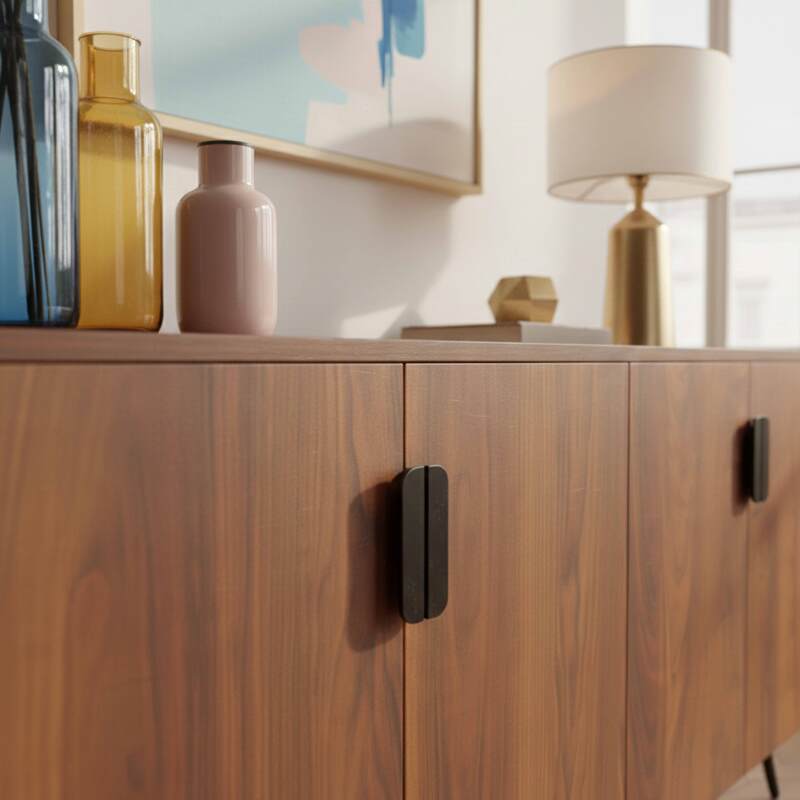 Aparador efecto madera 4 puertas 160 cm (3/8)