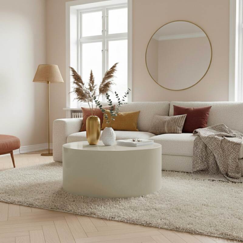 Mesa de centro efecto lacado redonda Ø80 cm estilo retro