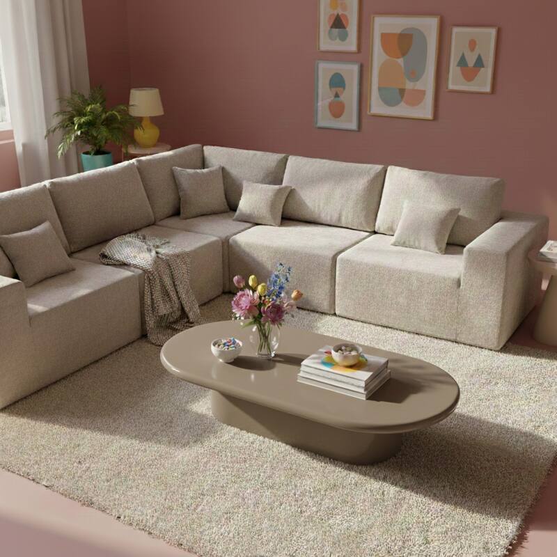 Mesa de centro efecto lacado ovalada 100x70 cm estilo retro