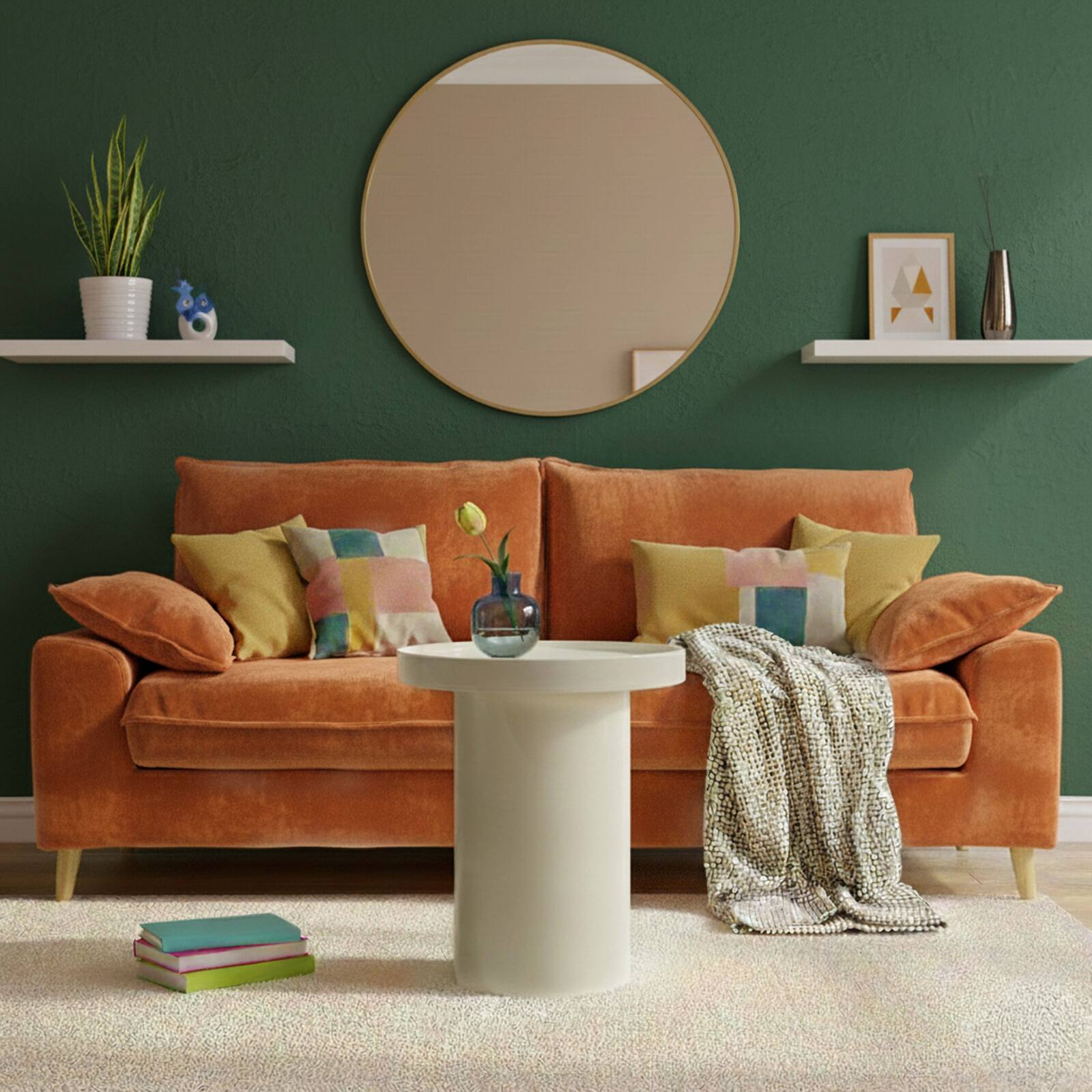 Mesa de centro efecto lacado redonda  Ø40 cm estilo retro