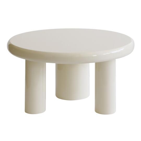 Mesa de centro efecto lacado redonda Ø70 cm estilo retro | Oviala