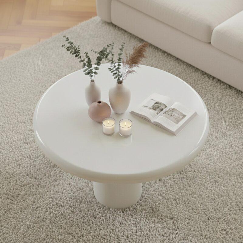 Mesa de centro efecto lacado redonda Ø70 cm estilo retro