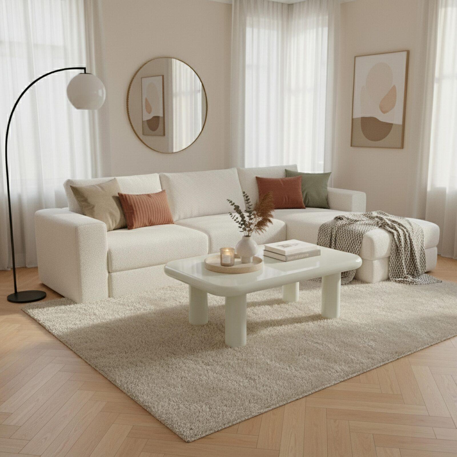 Mesa de centro efecto lacado rectangular 100x60 cm estilo retro