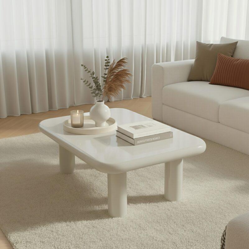 Mesa de centro efecto lacado rectangular 100x60 cm estilo retro (2/4)