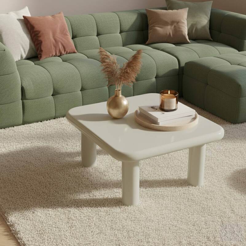 Mesa de centro efecto lacado cuadrada 75x75 cm estilo retro