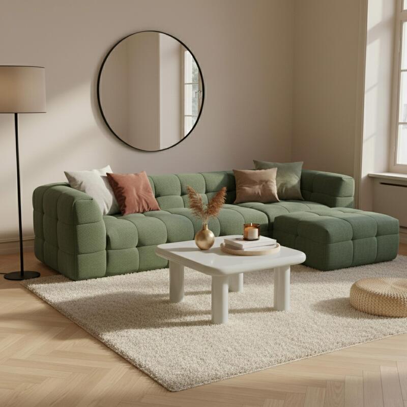 Mesa de centro efecto lacado cuadrada 75x75 cm estilo retro (2/4)