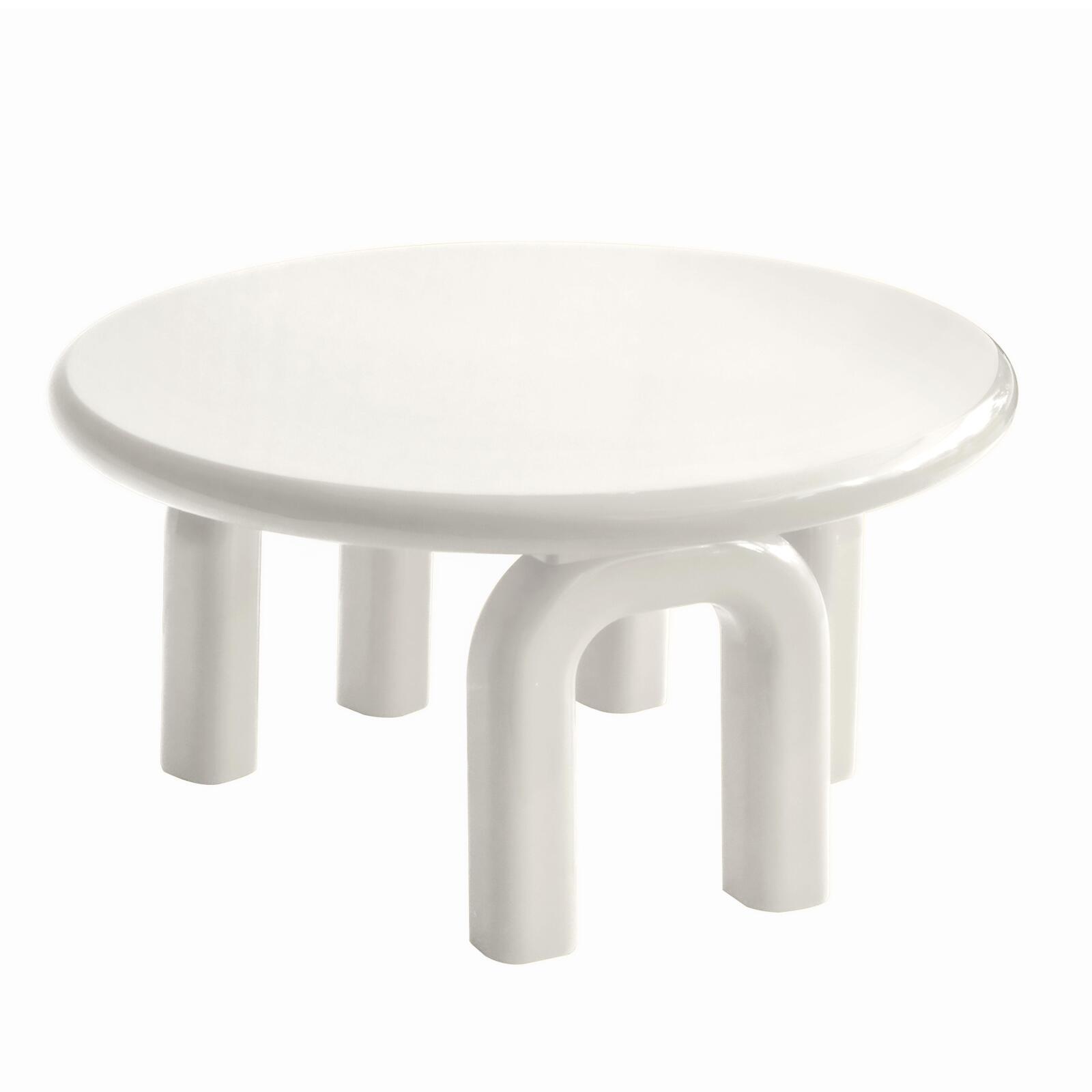 Mesa de centro efecto lacado redonda Ø80 cm estilo retro