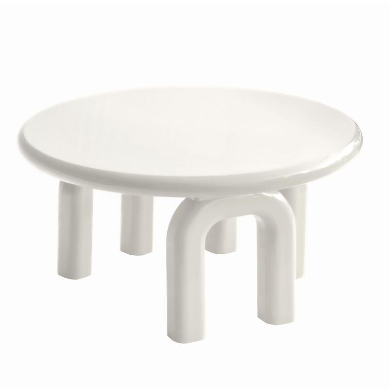 Mesa de centro efecto lacado redonda Ø80 cm estilo retro