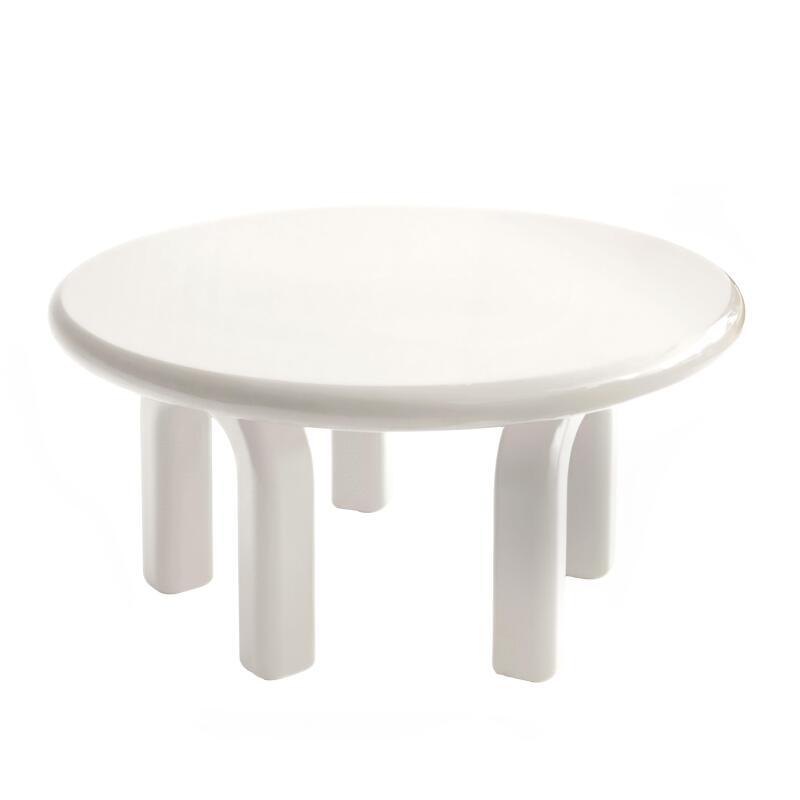 Mesa de centro efecto lacado redonda Ø80 cm estilo retro (3/4)