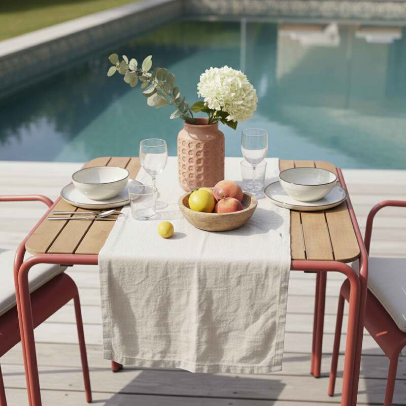 Mesa de jardín bistró cuadrada de metal y polywood 70x70 cm y 2 sillas con reposabrazos (2/7)