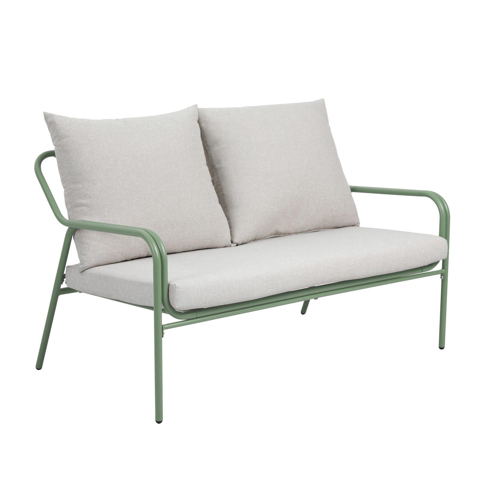 Conjunto de sofás de jardín de metal y cristal templadode de 4 plazas 