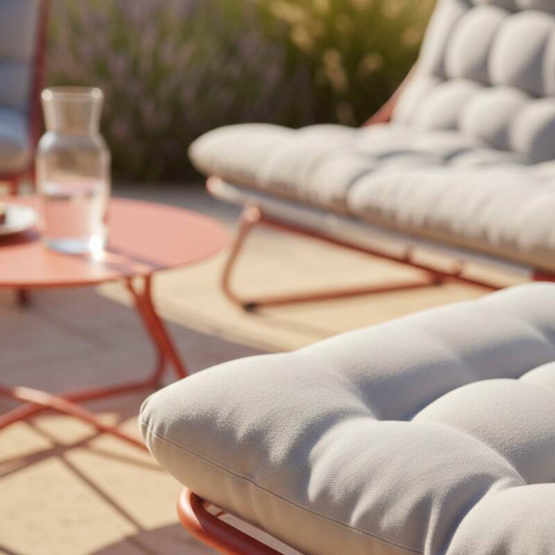 Mueble de jardín metálico de 4 plazas con 1 sofá, 2 sillones y mesa de centro. (4/9)