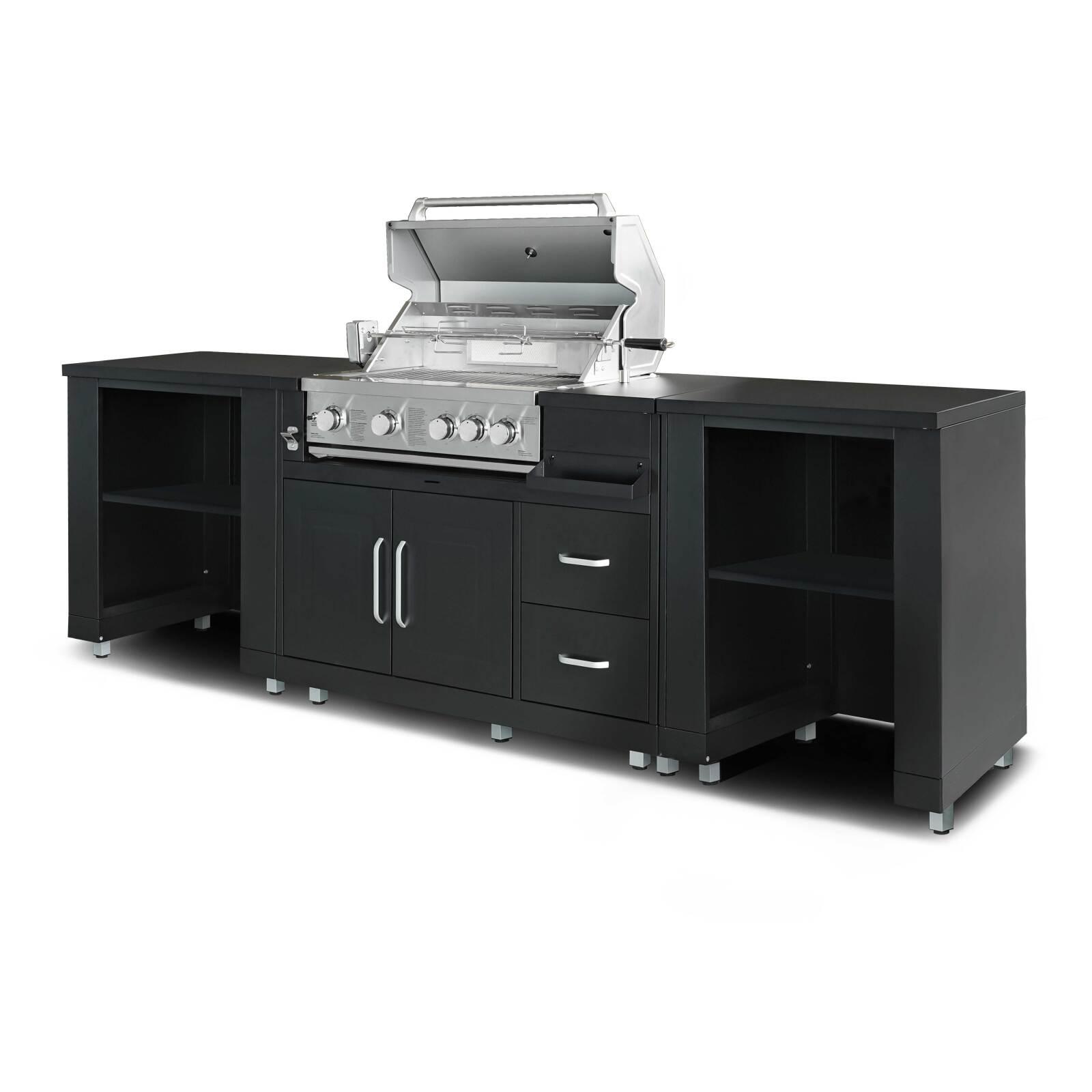 Cocina de exterior de metal con barbacoa y almacenaje - 3 módulos