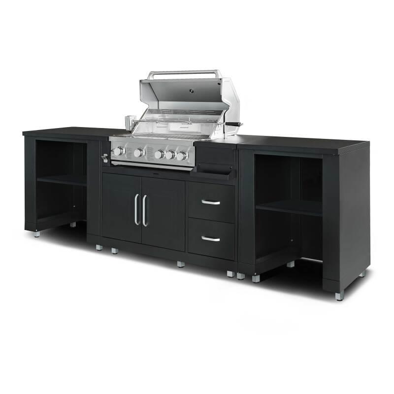 Cocina de exterior de metal con barbacoa y almacenaje - 3 módulos