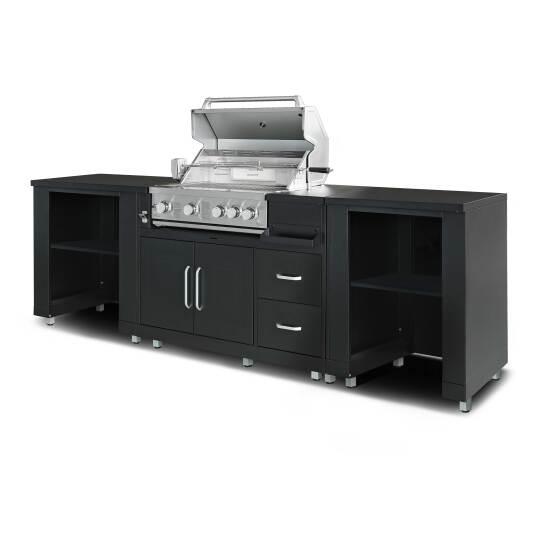 Cocina de exterior de metal con barbacoa y almacenaje - 3 módulos