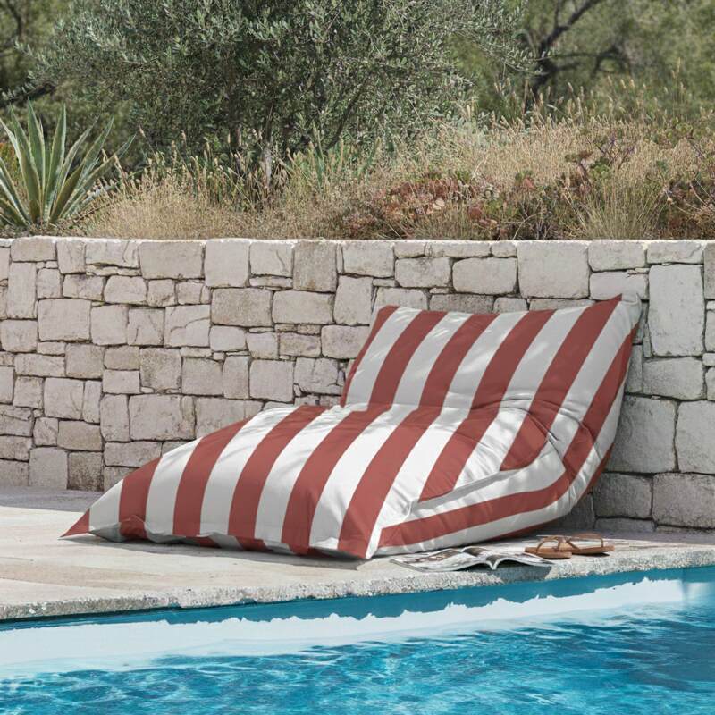Funda vacía puf a rayas XL exterior impermeable 140x120 cm