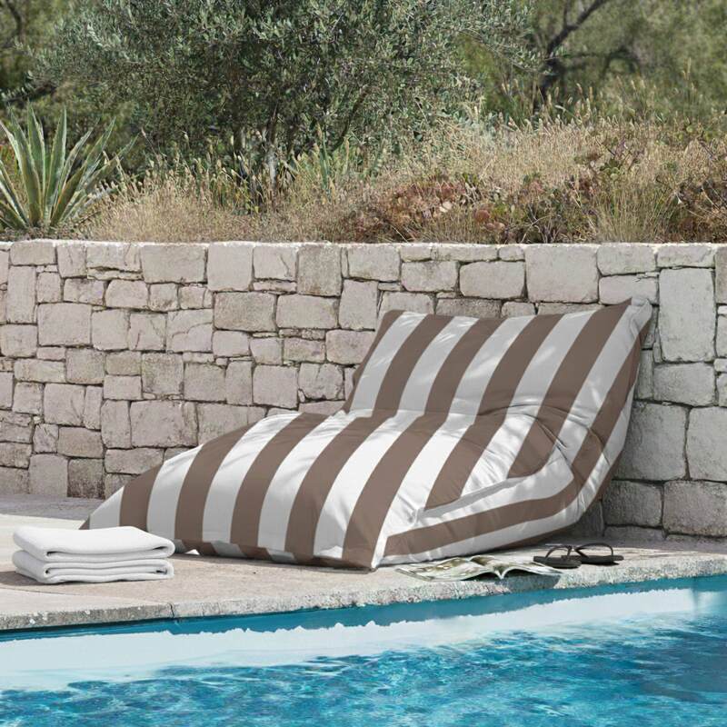 Funda vacía puf a rayas XL exterior impermeable 140x120 cm