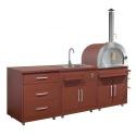 Cocina de exterior de metal con fregadero de exterior, horno a pizza y almacenaje - 3 módulos
