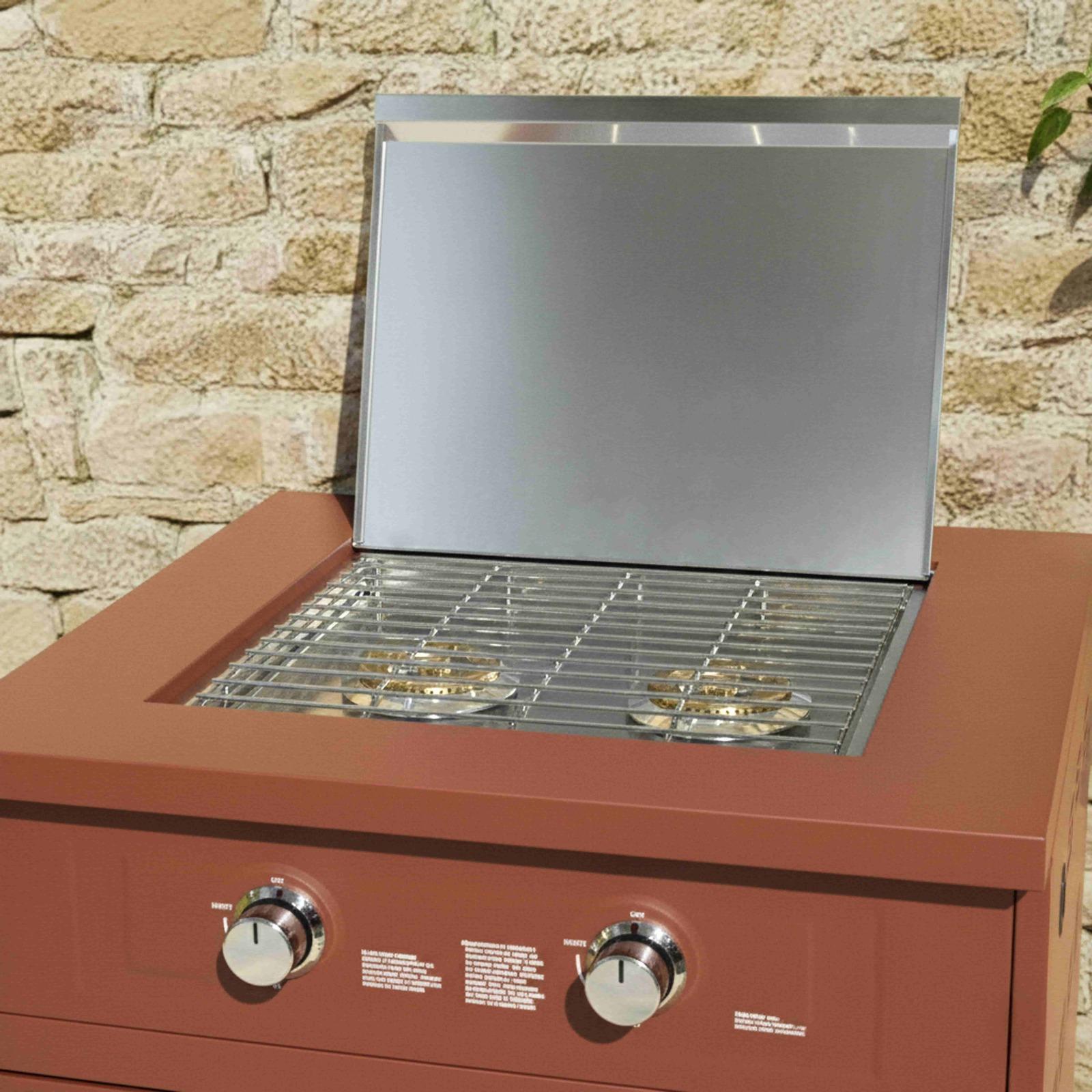 Cocina de exterior de metal con cocina a gas y almacenaje - 3 módulos