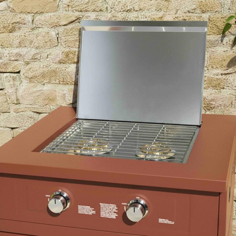 Cocina de exterior de metal con cocina a gas y almacenaje - 3 módulos (3/7)