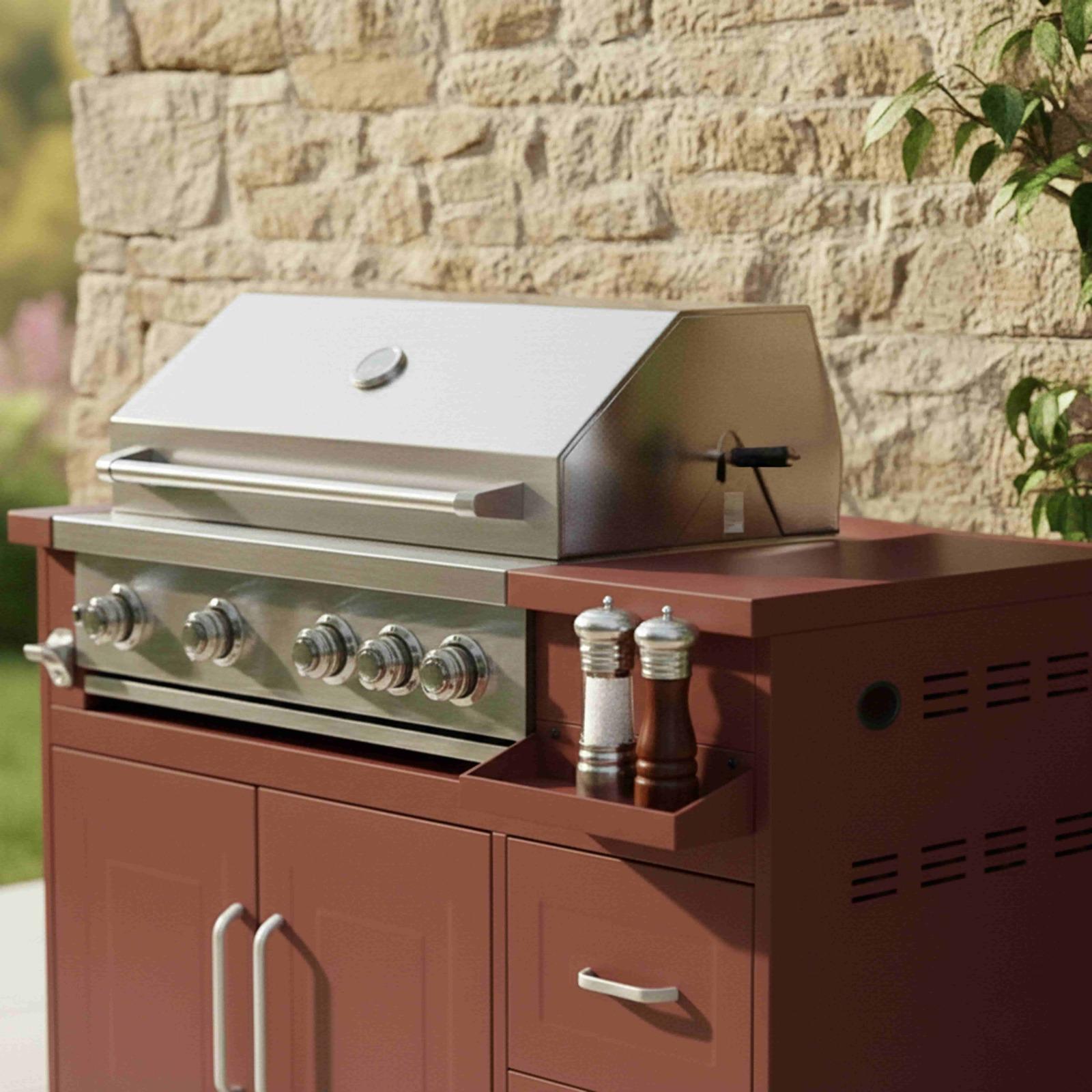 Cocina de exterior de metal con barbacoa y almacenaje - 4 módulos