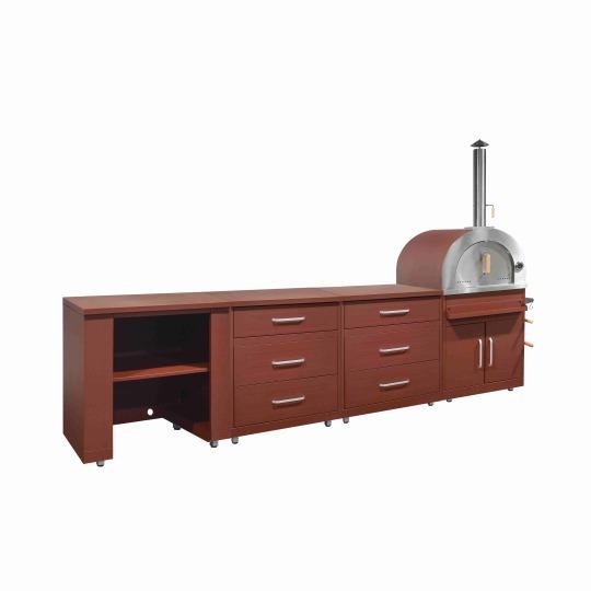 Cocina de exterior de metal con horno a pizza y almacenaje - 4 módulos
