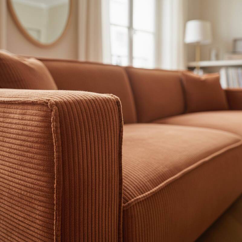 Sofá de 3 plazas de pana con cojines (7/9)