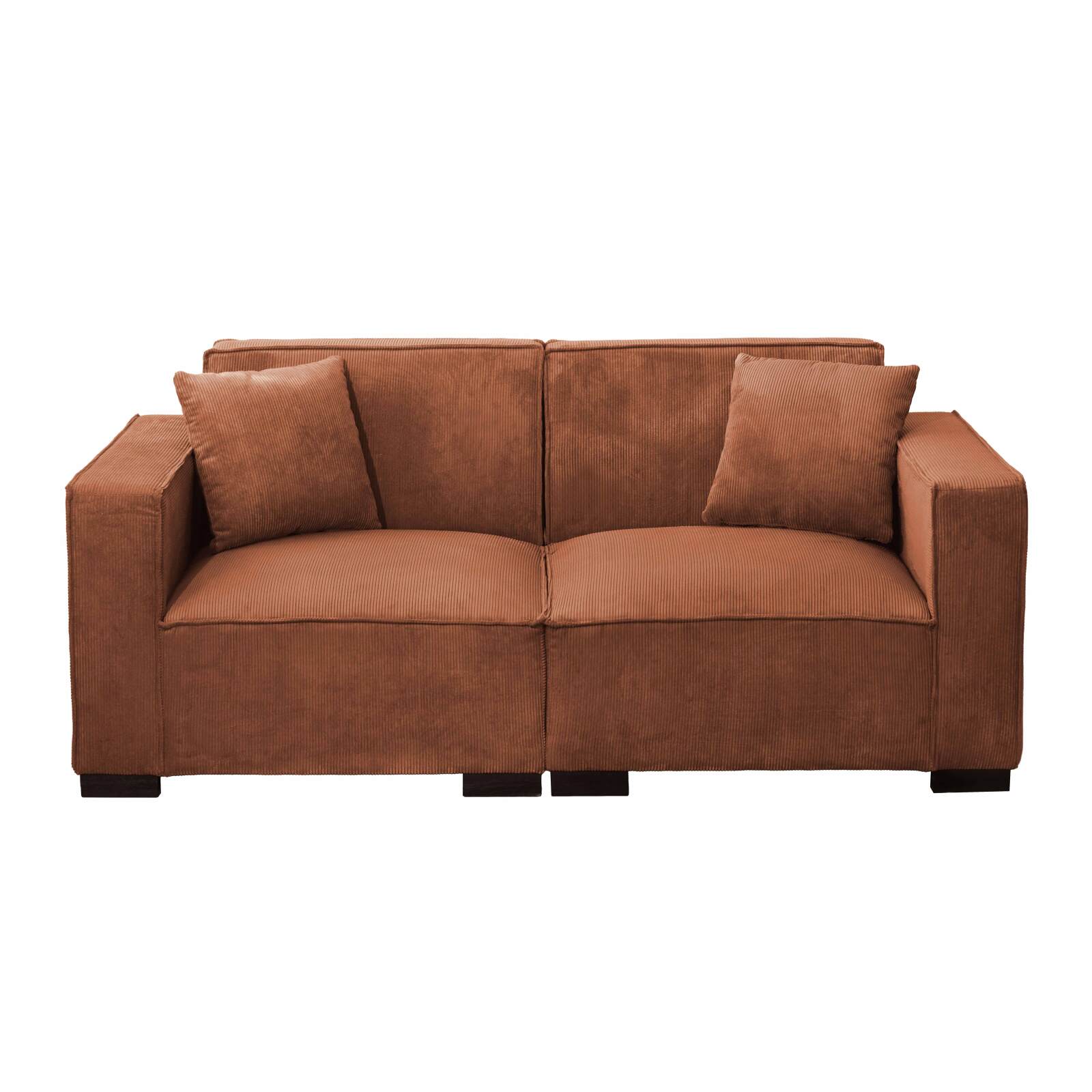 Sofá de 2 plazas de pana con cojines