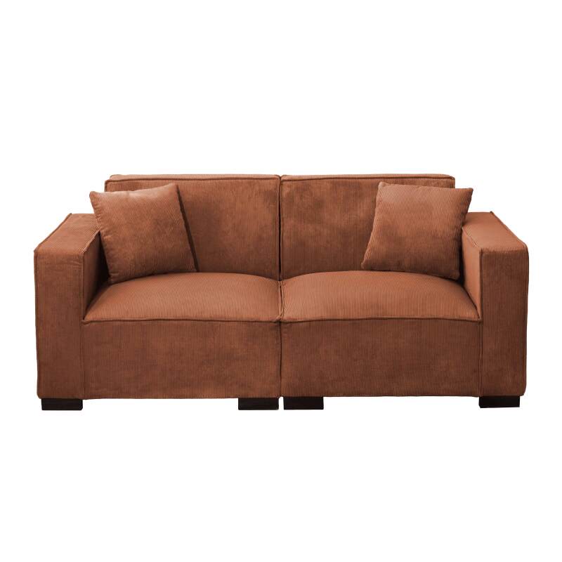 Sofá de 2 plazas de pana con cojines (5/8)