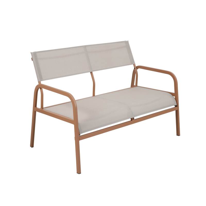 Conjunto de sofás de jardín de metal y textileno de 4 plazas con 1 sofá, 2 sillones y mesa de centro (5/8)