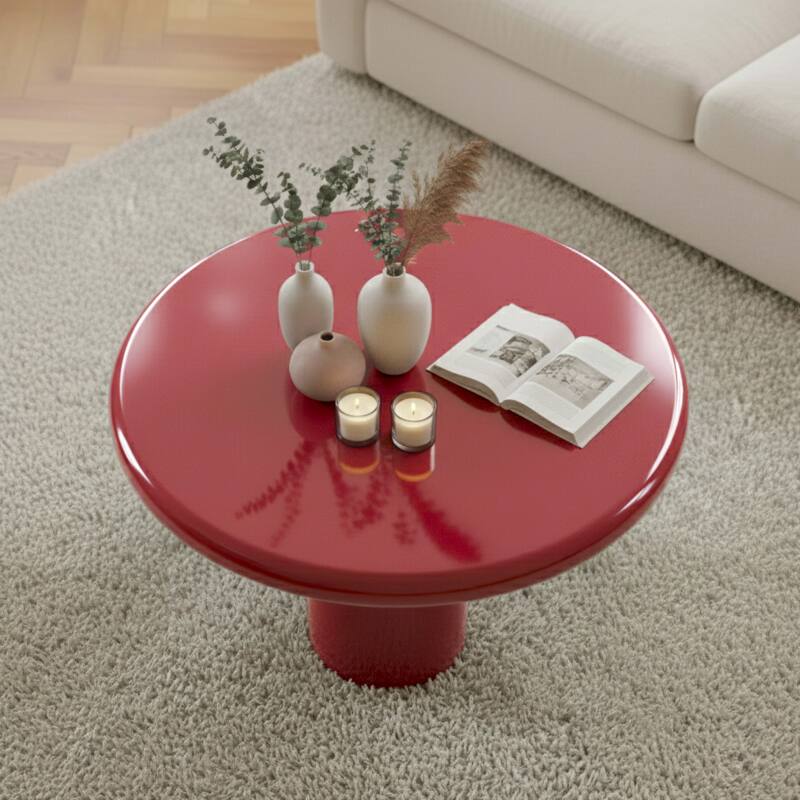 Mesa de centro efecto lacado redonda Ø70 cm estilo retro (2/4)