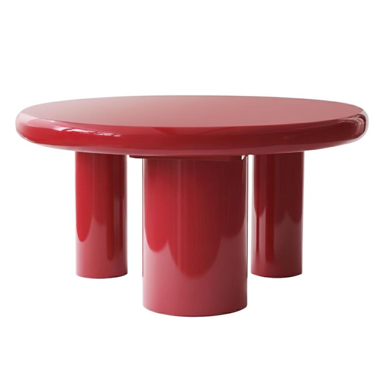 Mesa de centro efecto lacado redonda Ø70 cm estilo retro (3/4)