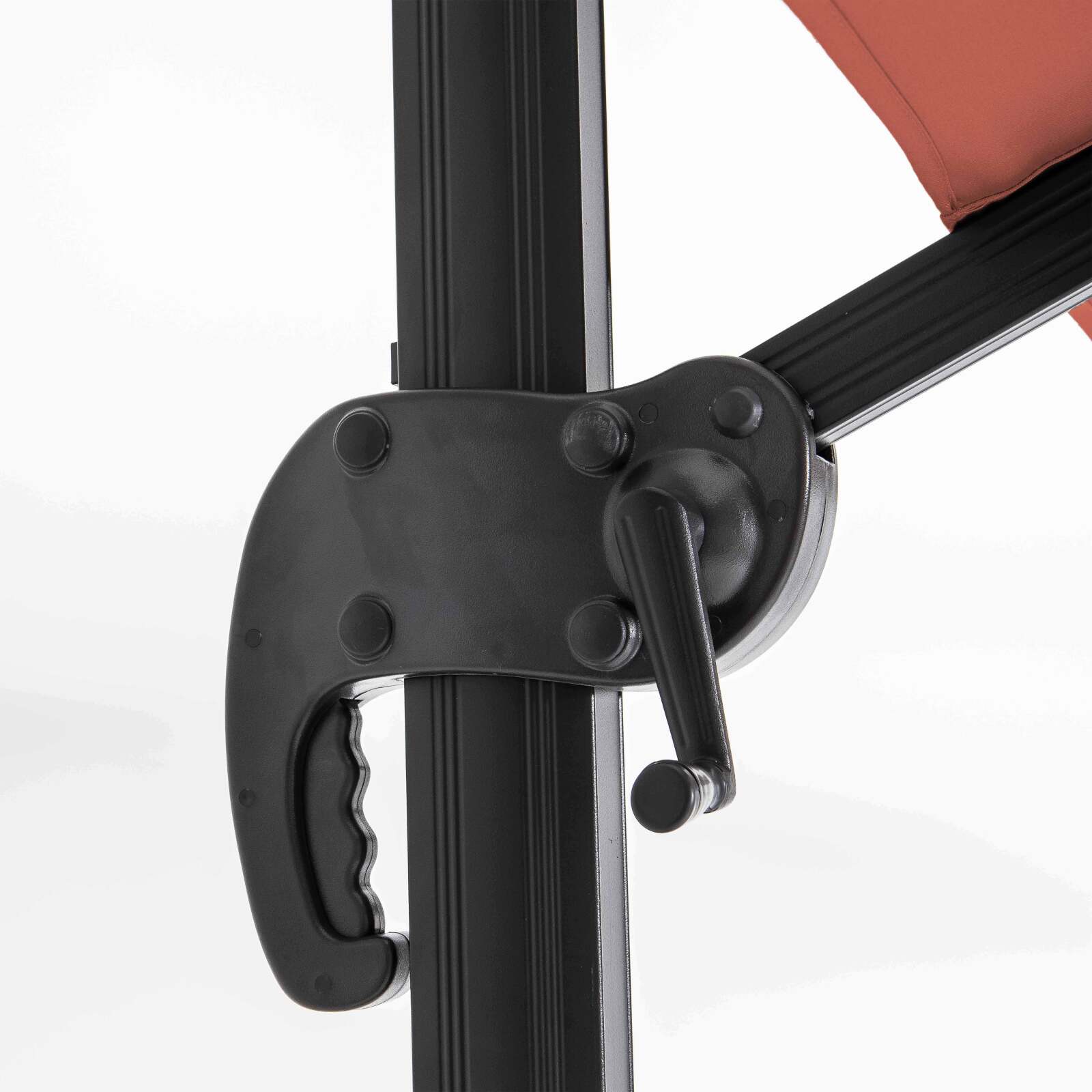 Parasol excéntrico 4x3 m rectangular inclinable giratorio 360° y 4 losas de lastre rellenables