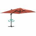 Parasol excéntrico 4x3 m rectangular inclinable giratorio 360° y 4 losas de lastre rellenables