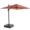 Parasol excéntrico 2x3 m rectangular inclinable giratorio 360° y losa lastrada sobre ruedas 100L