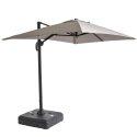 Parasol excéntrico 2x3 m rectangular inclinable giratorio 360° y losa lastrada sobre ruedas 100L