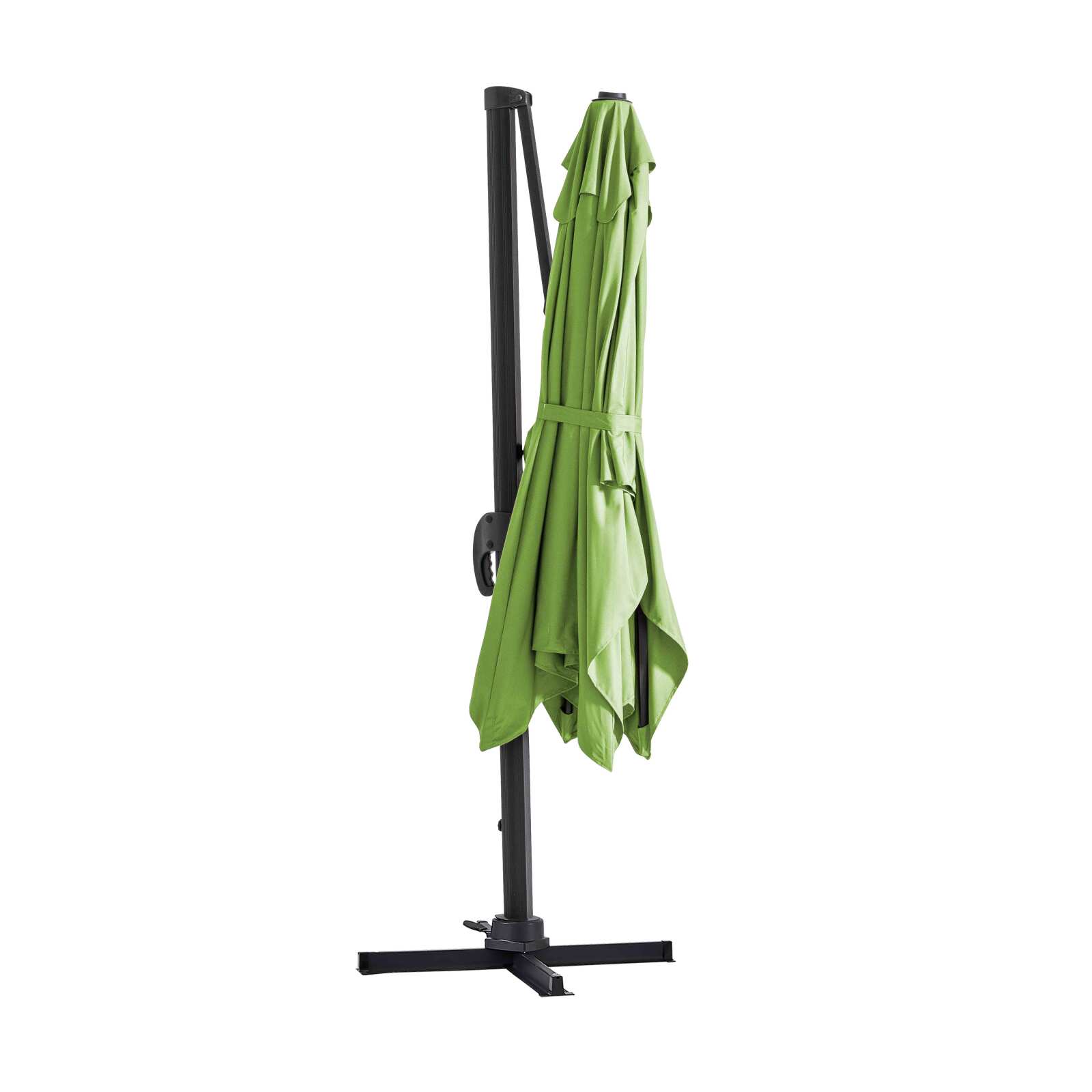 Parasol excéntrico 2x3 m rectangular inclinable giratorio 360° y losa lastrada sobre ruedas 100L