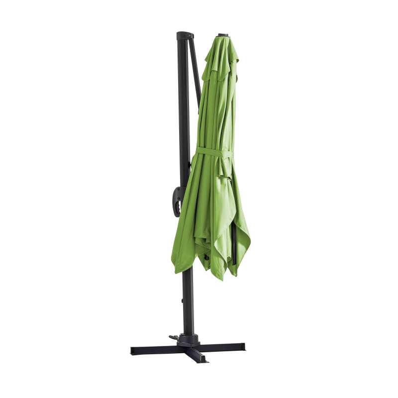 Parasol excéntrico 2x3 m rectangular inclinable giratorio 360° y losa lastrada sobre ruedas 100L