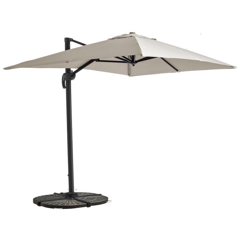 Parasol excéntrico 2x3 m rectangular inclinable giratorio 360° y 4 losas lastradas