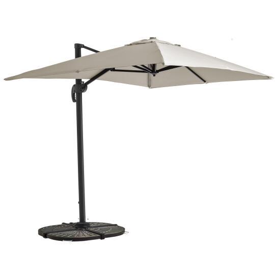 Parasol excéntrico 2x3 m rectangular inclinable giratorio 360° y 4 losas lastradas | Oviala